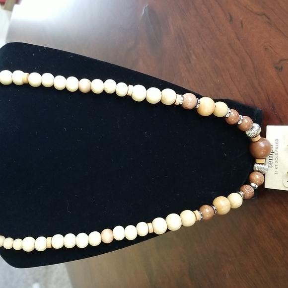 Wooden Beaded Necklace and  14kt GoldFilled Earrings - Picture 3 of 3